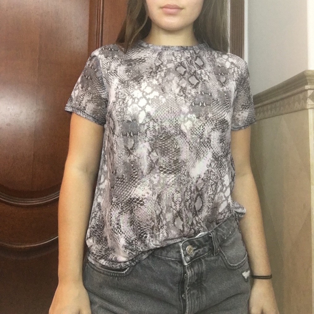 mesh snakeskin top